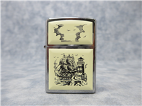 SHIP SCRIMSHAW Polished Chrome Lighter with Cigar/Pipe Insert (Zippo, 2009)
