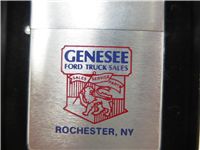 GENESEE FORD TRUCK SALES Brushed Chrome Advertising Lighter (Zippo, 1984)