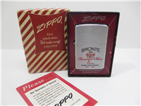 BRONTE CHAMPAGNE & WINES Silver Anniversary Brushed Chrome Advertising Lighter (Zippo, 1958)