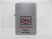 SERTA Mattress Brushed Chrome Advertising Lighter (Zippo, 1953-1955)
