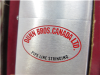 DUNN BROS CANADA LTD Pipe Line Stringing Brushed Chrome Advertising Lighter (Zippo, 1961)