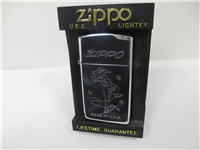 WINDY GIRL Slim Laser Engraved Polished Chrome Lighter (Zippo,1996)  