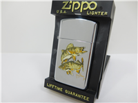 GUY HARVEY Walleye Polished Chrome Slim Lighter (Zippo, 1995)