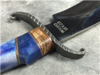 OZAIR Custom Handmade 15-1/2" Blue Bone Damascus Guard & Pommel Bowie Knife