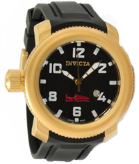 INVICTA Men's 1545 SEA HUNTER Swiss Quartz 50mm Gold Dial with Black Poly Band Watch