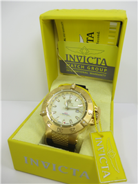 INVICTA Men's 0738 SUBAQUA Swiss Quartz 50mm Gold Dial with Black Poly Band GMT Watch