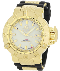 INVICTA Men's 0738 SUBAQUA Swiss Quartz 50mm Gold Dial with Black Poly Band GMT Watch