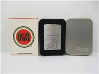 LUCKY STRIKE LARGE BULLSEYE Antique Brushed Chrome Lighter (Zippo, 250LS 498, 1998)