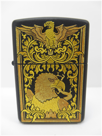 MAJESTIC EAGLE Black Matte Lighter with Gold Leaf Inlay (Zippo, Toledo Series, 1996)