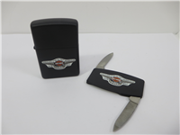 HARLEY DAVIDSON 95 YEARS OF GREAT MOTORCYCLES Black Matte Lighter & Nail File Collectors Tin Gift Set (Zippo, 1998)  