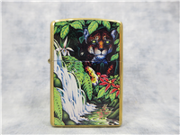 10TH ANNIVERSARY Jaguar At Turtle Falls Brass Lighter & Collectible Tin (Zippo, Mysteries of the Forest, 1995)