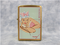 SILVER BLONDE Brushed Brass Lighter (Zippo, Petty Pretty Girl Collection Series II, 2000)