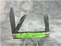 CRISNER INDIAN HEAD Handmade Green Celluloid 3-Blade Stockman