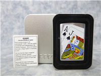 ACE & JACK Playing Cards Brushed Chrome Lighter (Zippo, 1998)  