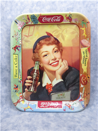 1950's MENU GIRL "Thirst Knows No Season" Metal Lithograph Coca-Cola Serving Tray 
