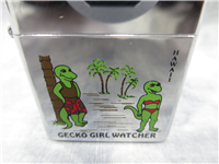 GECKO GIRL WATCHER (Hawaii) Polished Chrome Lighter (Zippo, #250, 1990)  