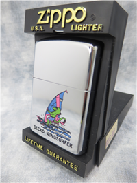 GECKO WINDSURFER (Hawaii) Polished Chrome Lighter (Zippo, #250, 1990)  