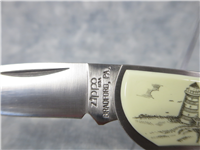 SHIP SCRIMSHAW Stainless Steel Cut-About Lockback Folding Knife (Zippo, #7220, 1990)