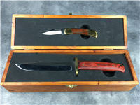 WINCHESTER Fixed-Blade and Folding Lockback Knife Set in Wooden Box
