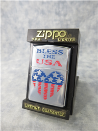 BLESS THE USA/HEART FLAG Polished Chrome Lighter (Zippo, 2001)