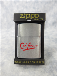 Red Laser Engraved CALIFORNIA Brushed Chrome Lighter (Zippo, 1989)