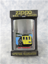 SAN FRANCISCO CABLE CAR Laser Engraved Brushed Chrome Lighter (Zippo, 1990)