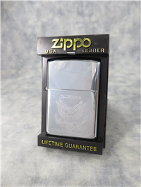 CALIFORNIA/UNITED STATES OF AMERICA Laser Engraved Polished Chrome Lighter (Zippo, 1993)