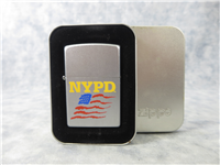 NYPD/AMERICAN FLAG Satin Chrome Lighter (Zippo, 2003)