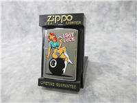LADY LUCK Poker/8 Ball Polished Chrome Lighter (Zippo, 2004)