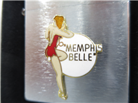 MEMPHIS BELLE PIN UP GIRL NOSE ART Emblem Brushed Chrome Lighter (Zippo, 2004)