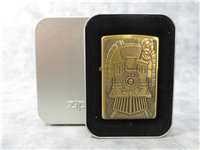 THE GREAT AMERICAN TRAIN 3D Emblem Brushed Brass Lighter (Zippo, 1999)