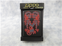RED ORIENTAL/ASIAN DRAGON HEART Matte Black Lighter (Zippo, 2002)