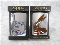 POLITICAL DONKEY & ELEPHANT Brushed Chrome Lighter Set (Zippo, 1979-1980)