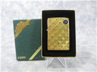 Diamond Cut PLAID/LATTICE EMBLEM Gold Plated Lighter (Zippo, 1999)