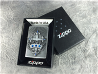 ZIPPO ROYAL CROWN & CROSS Street Chrome Lighter (Zippo 24875, 2010)  
