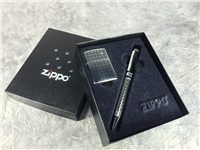 ZIPPO BLACK DIAMOND Polished Chrome Lighter & Pen Set (Zippo 24749, 2009)  