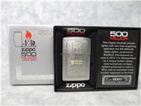 500 MILLION Two-Tone Engraved Brushed Chrome Lighter Serial #49099 (Zippo, 2012)