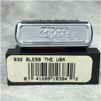 BLESS THE USA Heart Flag Imprint Polished Chrome Lighter (Zippo 632, 2001)