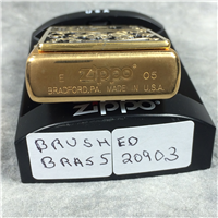 GOLD FLORAL FLOURISH Brushed Brass Lighter (Zippo 20903, 2005)