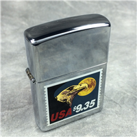 EAGLE WITH MOON $9.35 STAMP USA Polished Chrome Lighter (Zippo 250, 1998)