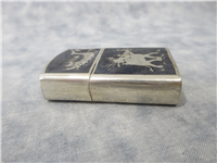 INDIAN/INDIA BUDDHA ELEPHANT Engraved Two-Tone 2-Sided Sterling Silver Lighter with Zippo Insert