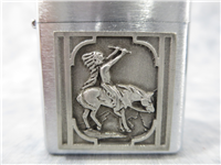 INDIAN ON HORSE Square Emblem Brushed Chrome Lighter (Zippo, 2005)