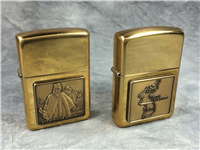 KOREAN WAR Polished Brass 2 Lighter Commemorative Set (Zippo, 1996)  