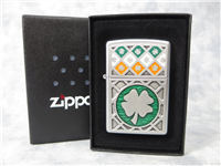 LUCK OF THE IRISH Resin Emblem Satin Chrome Lighter (Zippo, 21152, 2006)
