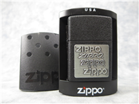 ZIPPO LOGO Black Crackle Lighter with Pewter Emblem (Zippo, #363, 2005)  