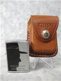 Stolen From JOHN WAYNE Brushed Chrome Lighter & Leather Pouch Gift Set (Zippo, 24209, 2007)