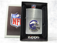 NFL VIKINGS 3D/EPOXY EMBLEM HELMET Brushed Chrome Lighter (Zippo, 2001)