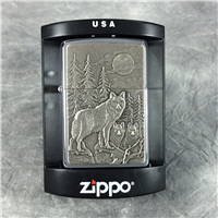WOLF Emblem Brushed Chrome Lighter (Zippo 20855, 2005)