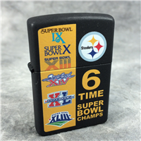 PITTSBURGH STEELERS 6-TIME SUPER BOWL CHAMPS Black Matte Lighter (Zippo, 2008) New Sealed