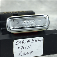 SHIP & WHALE SCRIMSHAW Polished Chrome Ultralite Slim Lighter (Zippo, 1993) New Sealed